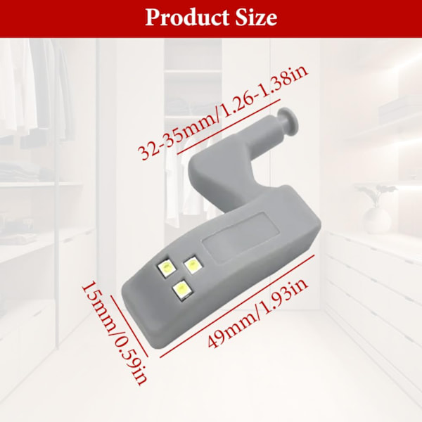 6/12 stk LED hengsel lys, 2024 Ny LED hengsel sensor lys, Universal LED skap hengsel sensor lys, Garderobe LED hengsel lys 12 pcs