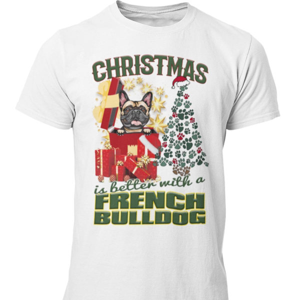 Ranskanbulldoggi Joulu Koira T-paita Valkoinen White xl