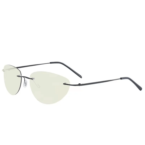 Ultralight Rimless Oval Titanium  Aurinkolasit Rimless Miesten Ajoaurinkolasit Yöllä Näkemisen Lasit Black Frame Blue Discol frameless