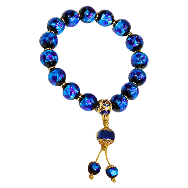 Handgjorda blått glasarmband Beads Stretchy armband för kvinnor
