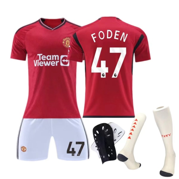 Manchester United hemmatröja nr 10 Rashford barn vuxen kostym fotbollströja Size 9 socks + protective gear 28