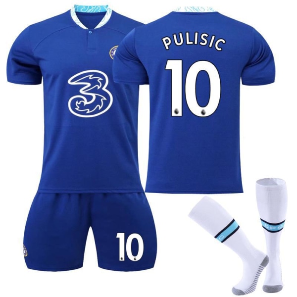 Fotballdraktsett Chelsea hjem 22-23 nr. 9 Aubameyang 7 Kante 10 Pulisic 19 Mount Size 10 with socks #22