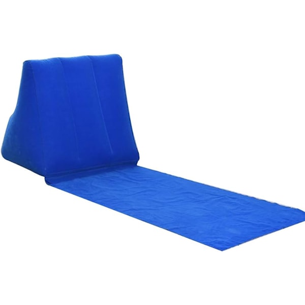 Beach Inflatable Headrest Pillow 138X48X48CM Flocked Triangle Pillow - Blue