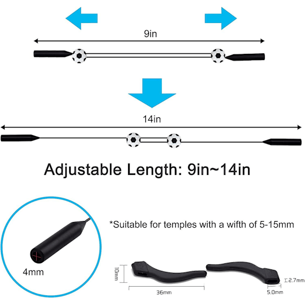 3-pack glasögonband, justerbar glasögonhållare, tecknad figur med basket, fotboll, rugby