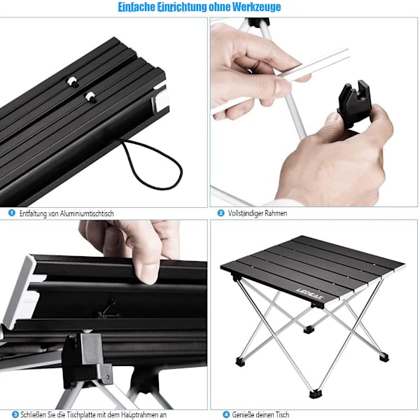 Ledeak Bärbar Fällbord, Aluminium Campingbord, Ultralätt med Väska, Lätt att Bära, Fällbord, Perfekt för Camping, Picknick,