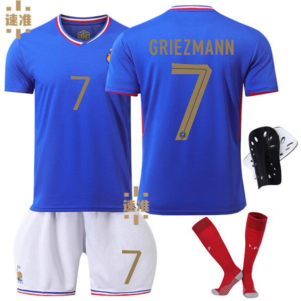 2024 EM-kotikentän Ranska nro 10 Mbappen jalkapallopaita 7 Griezmann 9 Giroud 11 Bailey paita Size 7 socks XL