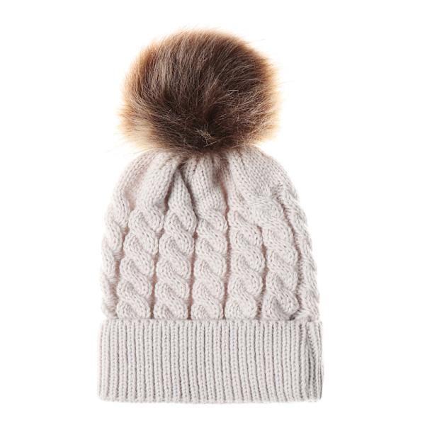 Trendikäs päähine Naisten pipo Talvipipo - neulottu pipo Khaki lapset Khaki children 24*14cm