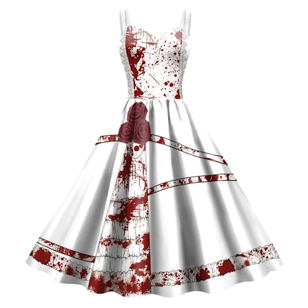Naisten Halloween-mekko Vintage Swing Mekko Valkoinen White M