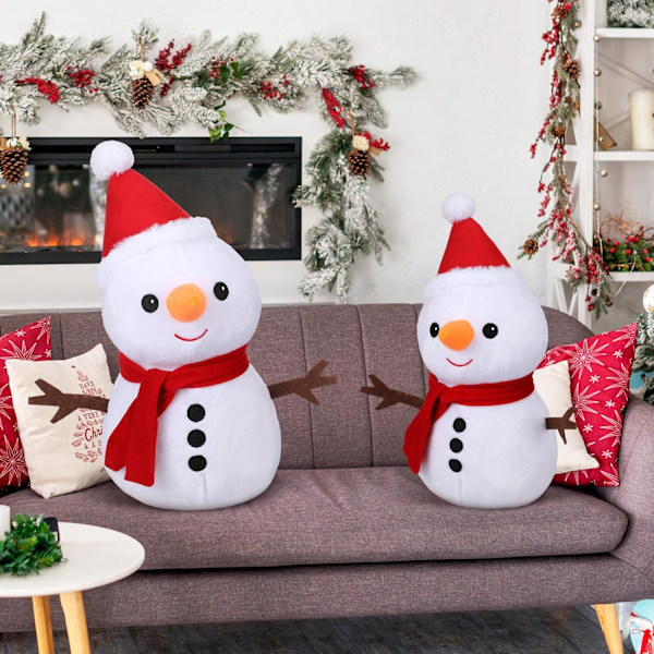 2 stk Snømann Puter Vinter Snømann Puter Dekorative Snømann Sherpa Puter Snømann Pute for Vinterdekorasjon Sofa Stue Soverom