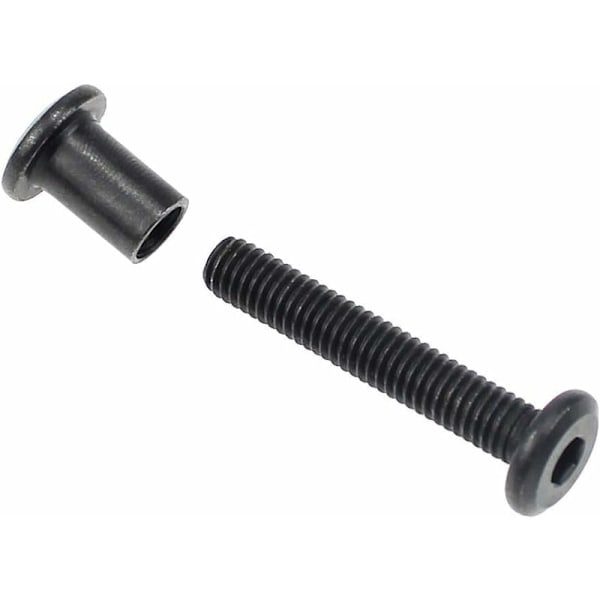 M6 x 35mm Monteringsskruvar med Matchande Muttrar, Sänkt Mutter med Runt Hex-Hålhuvud i Svart Kolstål, Lämplig för Läderväska eller Bälte, 10-pack