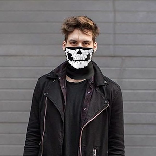 Halloween Skelet Håndske og Kraniemaske Dekorationer, Fuldfingrede Skeletmønstrede Handsker til Mænd og Kvinder Halloween Kostumedel