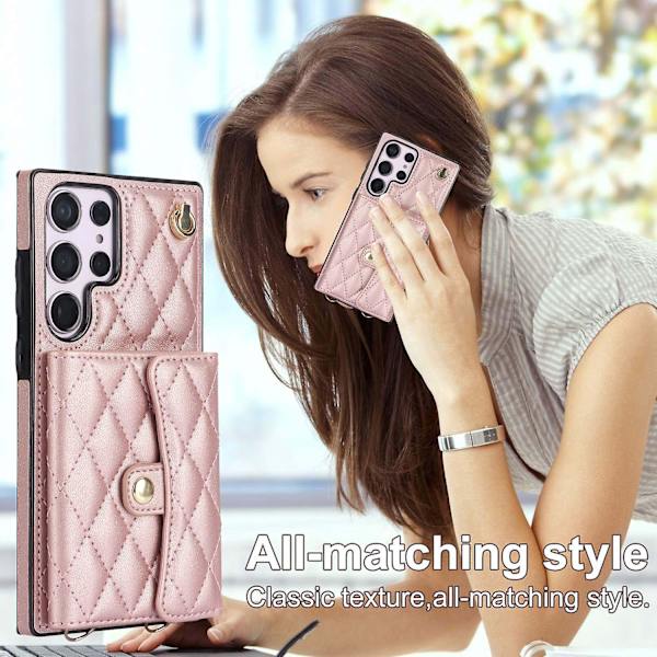Etui til Samsung Galaxy S24 Ultra 5g cover med stativ Kortholder Rum Håndteret Crossbody Rem Snøre