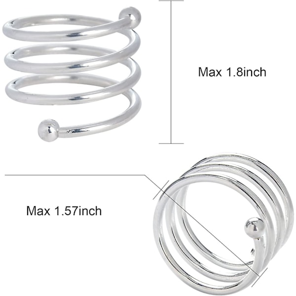 Sølv serviettringer, spiralrunde serviettholdere 6 stk. - sølv