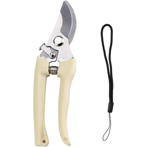 Garden Shears Secateurs Pruning Shears with Safety Lock Device Bypass Pruner for Garden Plants Flowers Fruit Branches Ivory