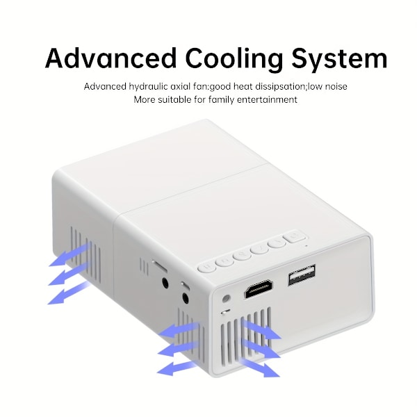 Minip投影機，便攜式電影投影機，智慧家庭投影機，適用於 iOS、Android、Windows、筆記型電腦、電視棒的時尚投影機，支援 HD
