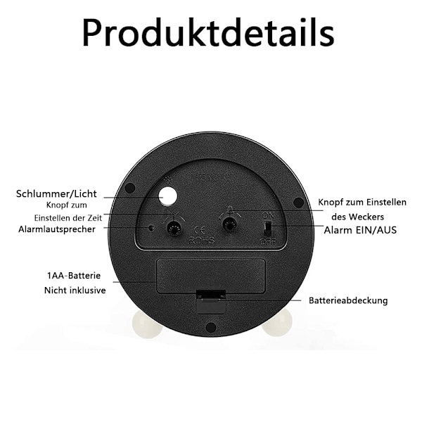Tyst väckarklocka Analog väckarklocka utan att ticka med Grön