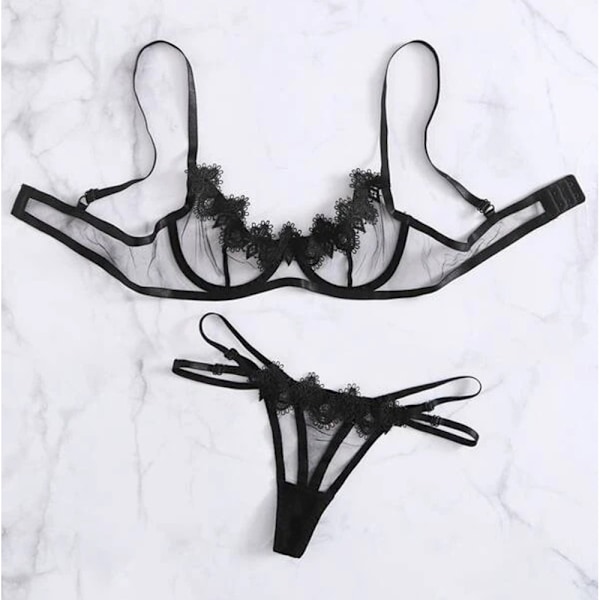 Kvinners Sexy Undertøy Mesh Sheer Eyelashes Bikini & Low Rise Thong