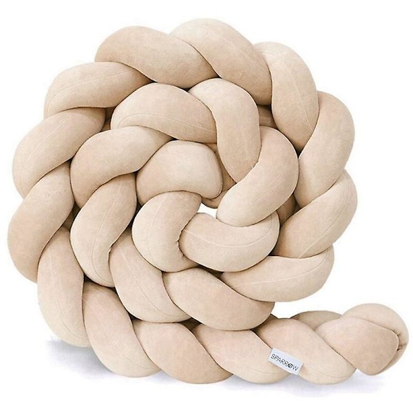 En-delt sengekantbeskytter, bomullsbaby pute, ideell reiseseng, baby fløyels pute, beige, 2m