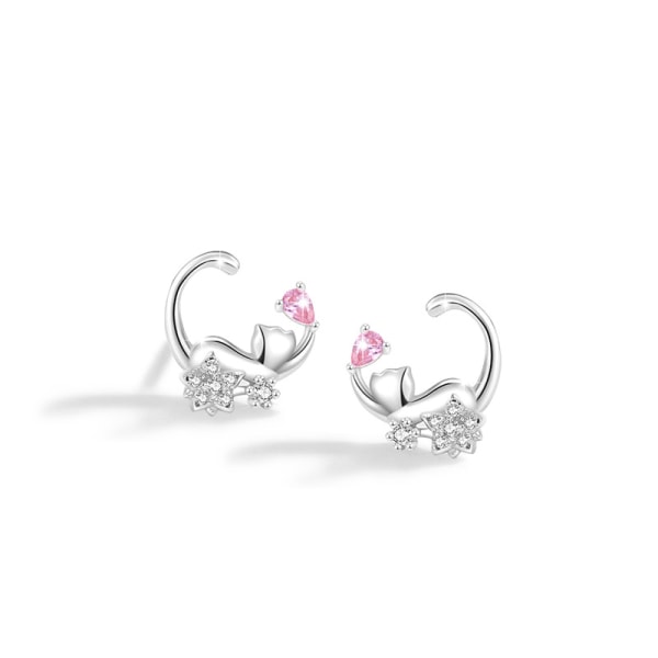 Kattunge örhängen kvinnlig nischdesign rosa diamantörhängen söta kattörhängen
