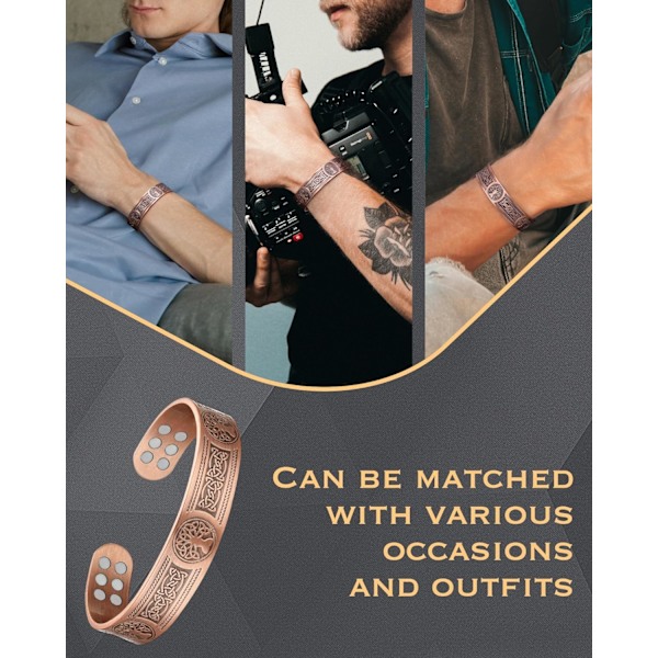 Koppararmband för män och kvinnor 18 st styrka magneter koppar magnetiska armband Brazaletes smycken med presentask 18mlove tree 18mlove tree Count (Pack of 1)