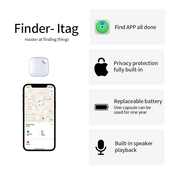 Mini GPS Tracker - Realtidssporing, app uden abonnement, IP65-WELLNGS