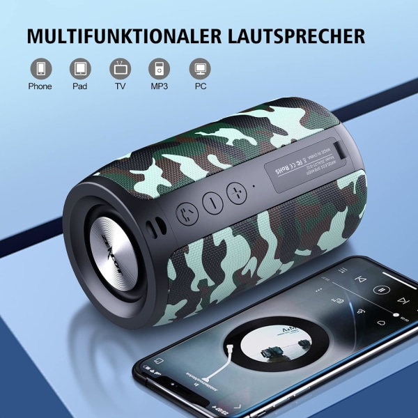 Bluetooth högtalareBluetooth-box med IPX5 vattentät, 12 timmars spelning