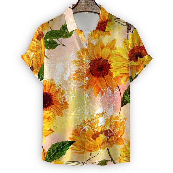Hawaiian skjortföretag, casual kortärmad skjorta med knappar FÄRG 5 XL Körsbär