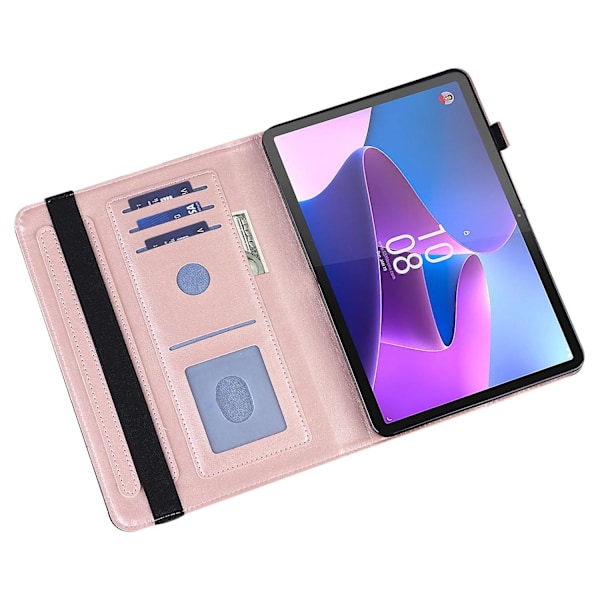 Til Lenovo Tab P11 Gen 2 Imprinting Drop-proof Tablet Cover PU Læder Etui med Stativ Rose Gold