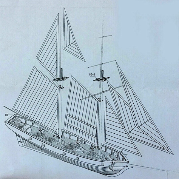1:100 Halcon Träsegelskeppsmodell DIY-kit Skeppsmontering De A A one size