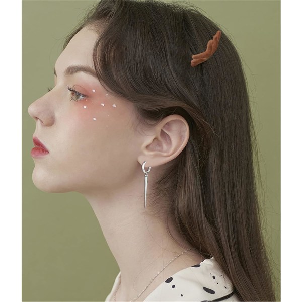 Minimalistiska Spike Dangle Drop Hoop örhängen för kvinnor, flickor, män