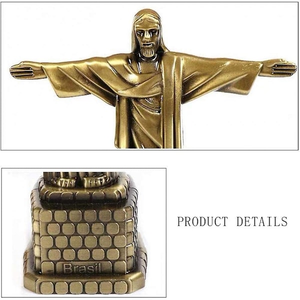 Metallfigur av Kristus Forløseren i Brasil, Jesusfigur, Kristus Forløseren-statue, Jesus Kristus-statue, Gave, Hjemmedekor, Katolsk