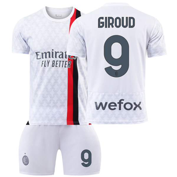 23-24 Ny sæson AC Away Jersey Sæt nr. 9 Giroud 10 Leo 11 Pulisic 19 Theo Fodboldtrøje Size 9 with socks XXL