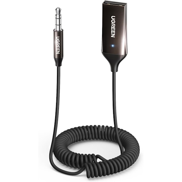 Bluetooth 5.3-adapter for bilens AUX-inngang - Mottaker med innebygd mikrofon for håndfri samtaler, kompatibel med bilhøyttalere og hjemmelyd