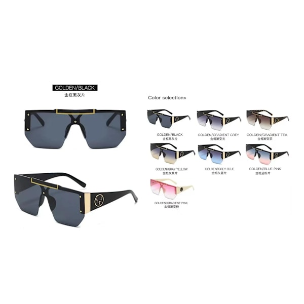 2024 Ylisuuret neliönmuotoiset aurinkolasit miehille ja naisille, reunattomat metalliset aurinkolasit miehille, muodikkaat Pitviper-aurinkolasit miehille C2 sunglasses