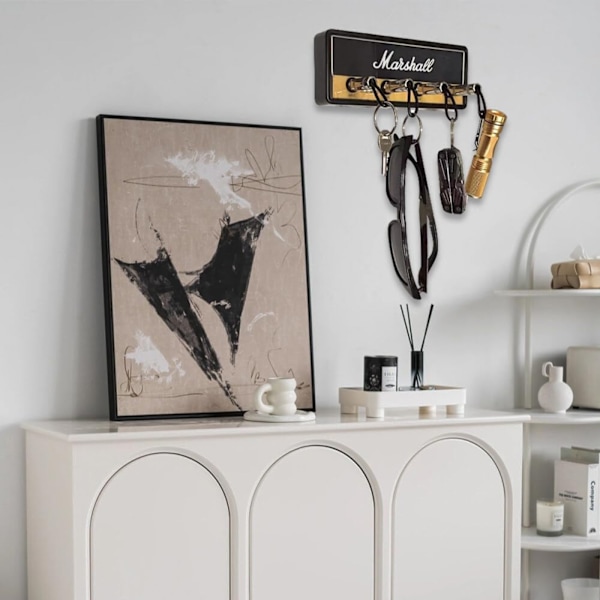 Nyckelhållare för vägg, Gitarrnyckelkrokar, JCM800 Standard Gitarrnyckelring, Gitarrförstärkare Nyckelhållare krok med 4 nyckelhållare, Svart