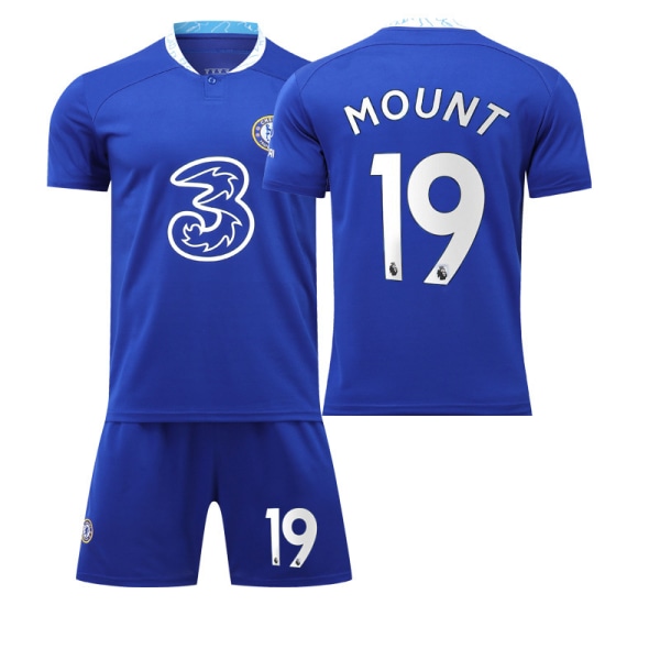 Chelsea tröja 22-23 hemma nr 19 Mount vuxen nr 29 kortärmad student sportuniform för barn 22-23 Chelsea home number 19 20