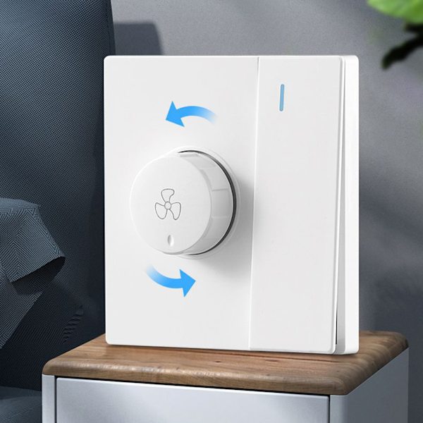 220V Universal Loftventilator Hastighedskontrol Vægknap Lysdæmper Trinløse Gear Ventilator Hastighedsjustering(FQ) Black 0.12