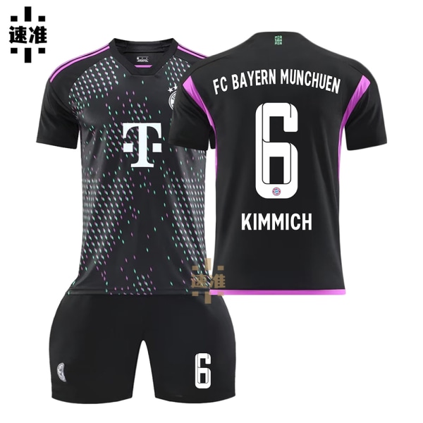 23-24 säsong Bayern borta svart fotbollströja nr 10 Sane 25 Muller 13 Choupo-Moting tröjset barnkläder Away Black No. 6 18#