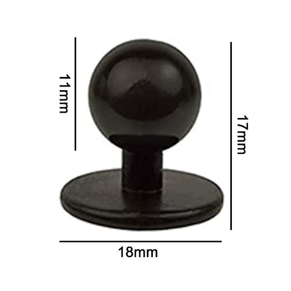 Pyöreät napit kokin takeille, 30 kpl, musta, 11 mm pää
