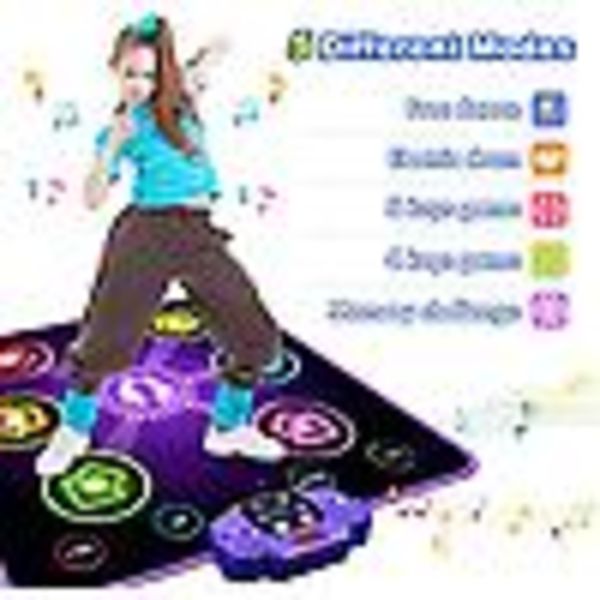 Dansematte til Børn 4-8-12 År, Lysende Dansematte Julegave Fødselsdagsgave, Bluetooth Musik Dansematte Legetøj