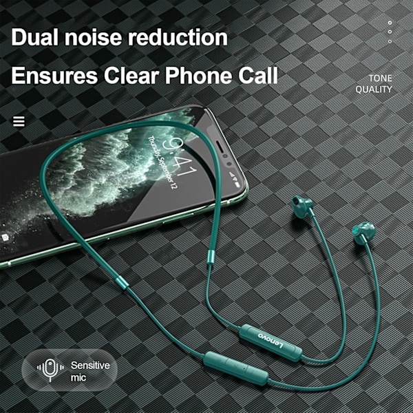 Lenovo SH1 langattomat nappikuulokkeet älykäs melunvaimennus Bluetooth 5.0 urheilullinen dynaaminen niskapanta kuulokkeet kuntoiluun Black