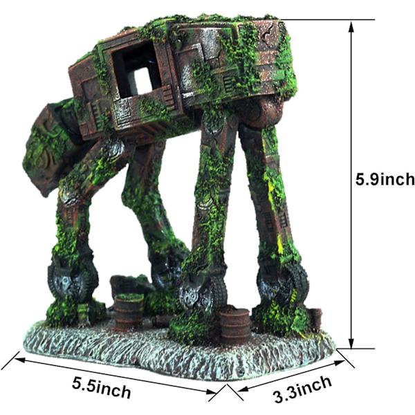 Dekorative ornamenter Kreativ akvarielandskabelig bil robot hund Transformers tema fisketank ornamenter harpiks håndværk 15.5 * 8.5 * 14cm 1 stk grøn