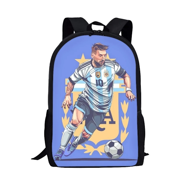Messi Ryggsäck Fotbollsspelare Tonårspojkar Dragkedja Skolväska style 13