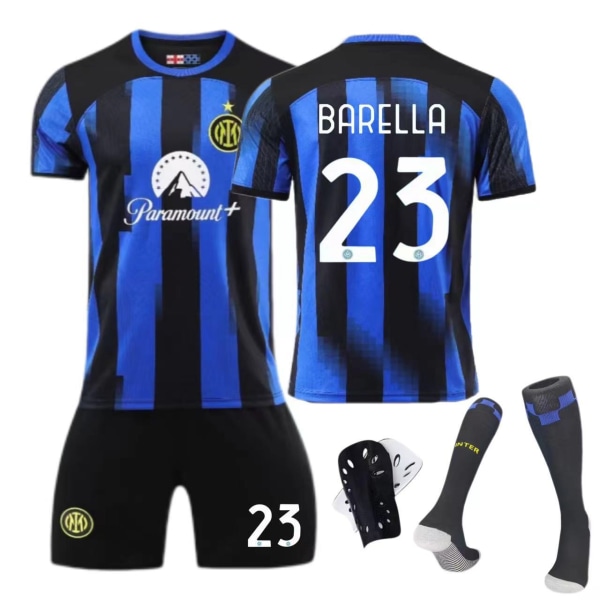 Inter Milan 23-24 hemmatröja nr 10 Lautaro 9 Zeko barn vuxen kostym fotbollströja No. 23 socks + protective gear S