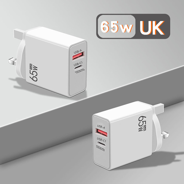 67W hurtiglader USB Type C laderadapter for iPhone 15 14 13 hvit white UK