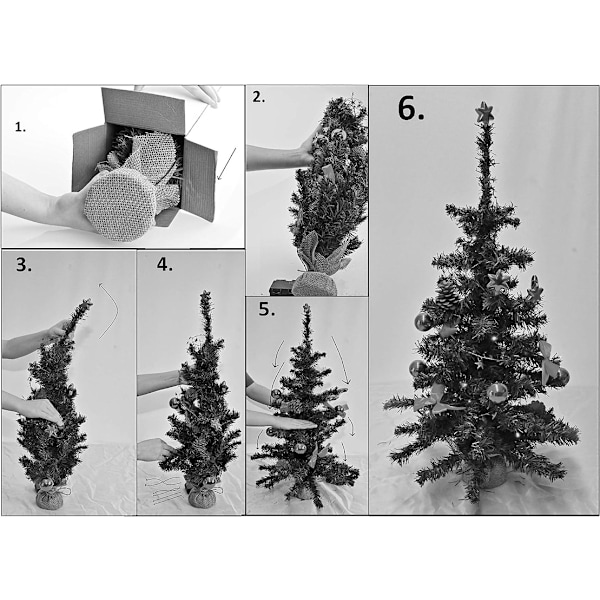 Konstgjord Julgran Dekorerad med Belysning, Julgran, Upplyst LED, 75 cm, Röd