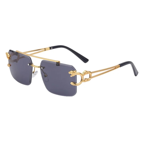 2024 Billige luksuriøse solbriller for menn, designer Leopard Head Double Bridge, stilige rimless solbriller for kvinner, firkantede briller C3 fashion sunglasses