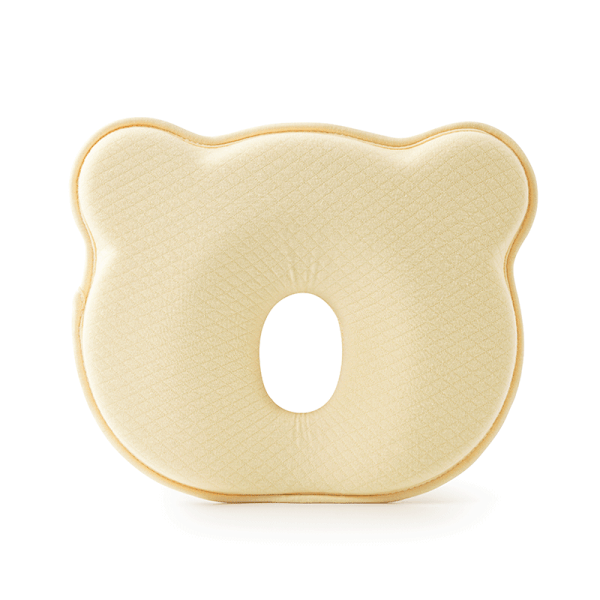 Babykudde sidostöd kudde baby baby kudde anti-platt huvud baby kudde huvuddeformation 101% bomull, baby huvudkudde minnesskum - gul yellow