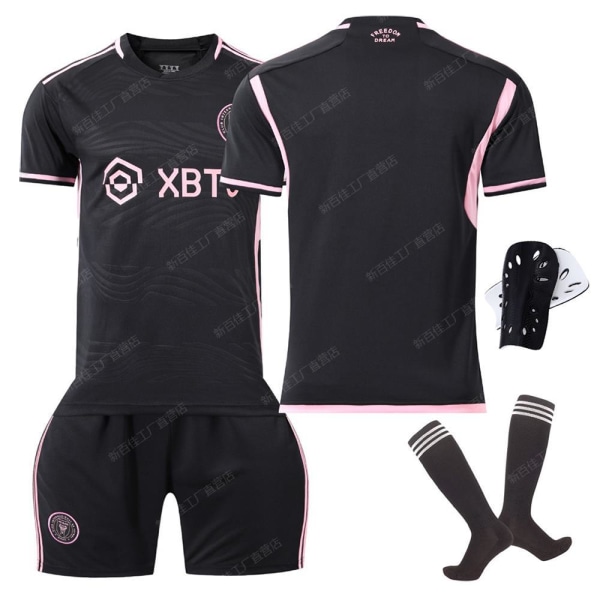 23-24 Miami Jersey nr 10 Messi Major League Soccer Jersey Hemma Borta Svart Rosa Kostym med strumpor No-number socks and protective gear XS