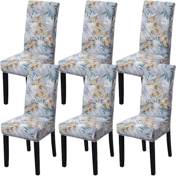4-pack julstolsöverdrag stretch avtagbar tvättbar matsal lövmönster1 Leaf Pattern1 6